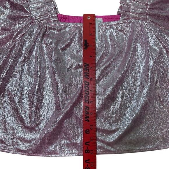 Queen of Sparkles Pink Silver Pebble Flutter‎ Top Women’s Size Small - Picture 5 of 5